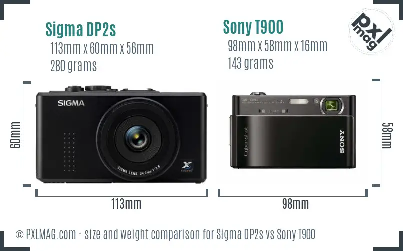 Sigma DP2s vs Sony T900 size comparison