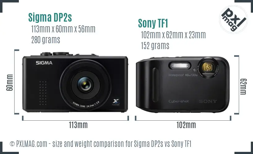Sigma DP2s vs Sony TF1 size comparison