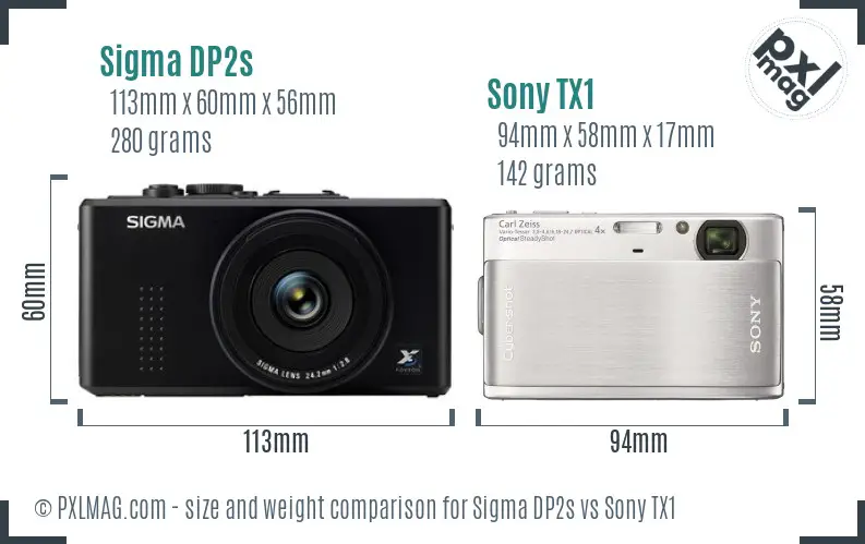 Sigma DP2s vs Sony TX1 size comparison