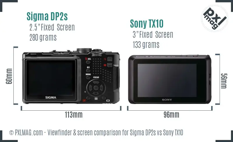 Sigma DP2s vs Sony TX10 Screen and Viewfinder comparison
