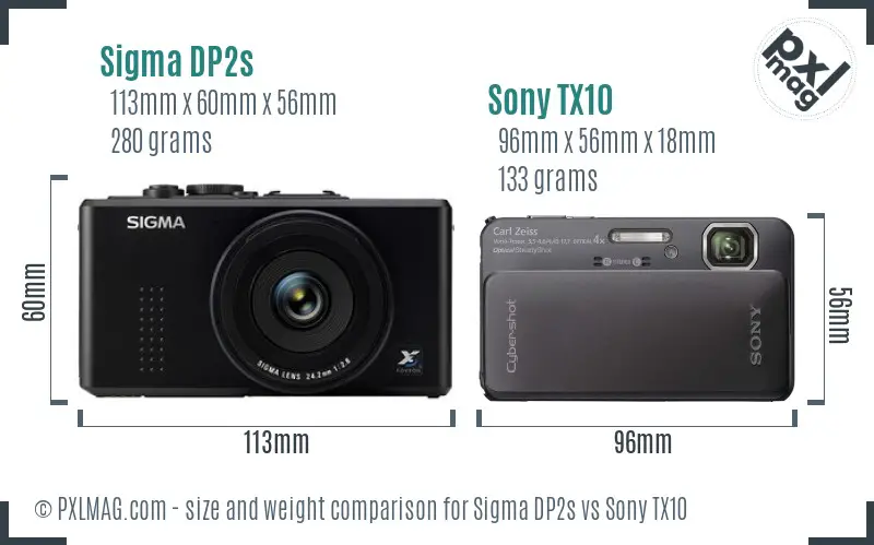 Sigma DP2s vs Sony TX10 size comparison