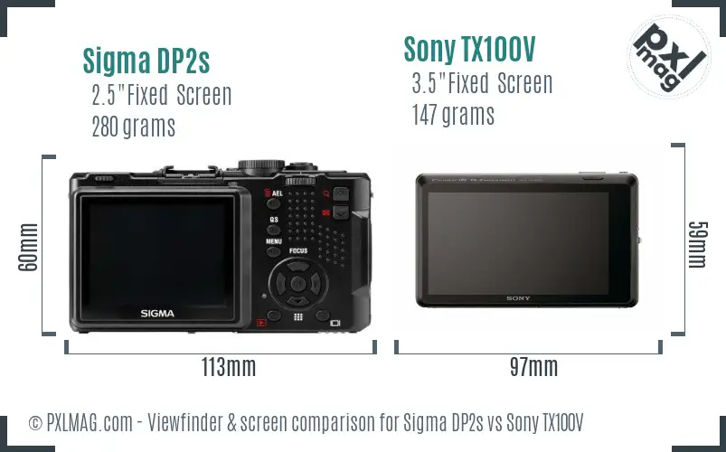 Sigma DP2s vs Sony TX100V Screen and Viewfinder comparison