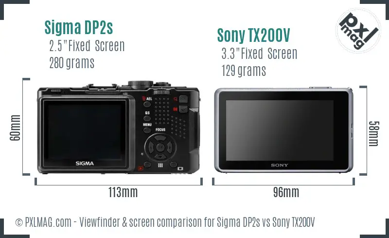 Sigma DP2s vs Sony TX200V Screen and Viewfinder comparison