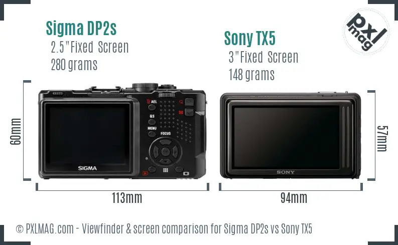 Sigma DP2s vs Sony TX5 Screen and Viewfinder comparison