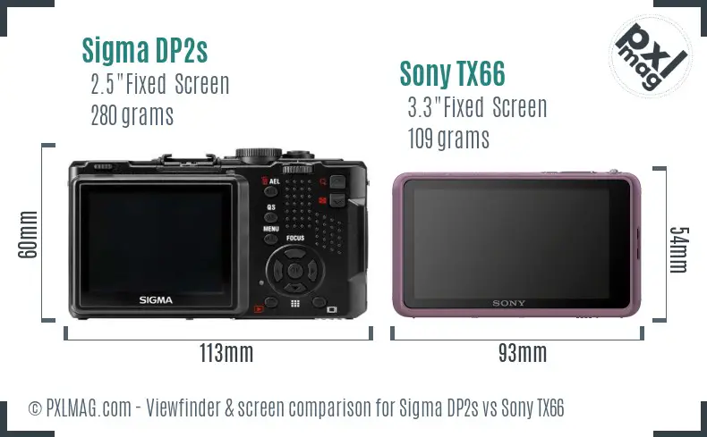 Sigma DP2s vs Sony TX66 Screen and Viewfinder comparison