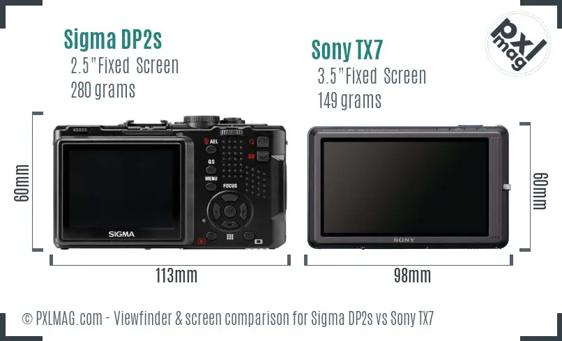 Sigma DP2s vs Sony TX7 Screen and Viewfinder comparison