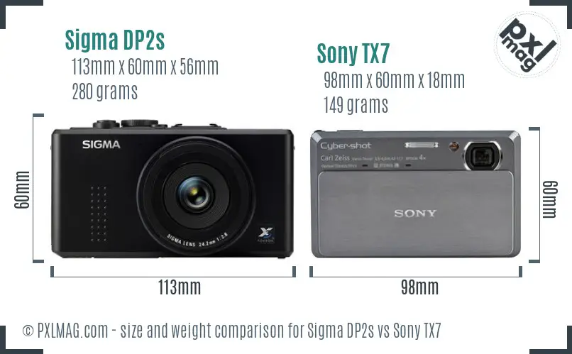 Sigma DP2s vs Sony TX7 size comparison