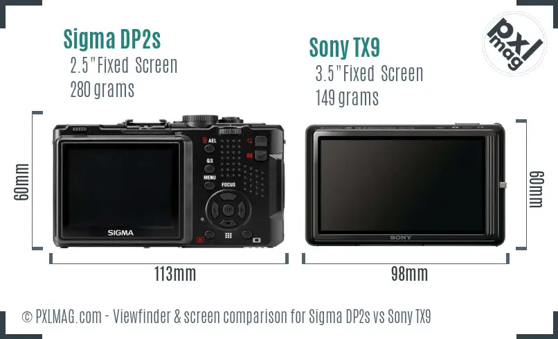 Sigma DP2s vs Sony TX9 Screen and Viewfinder comparison