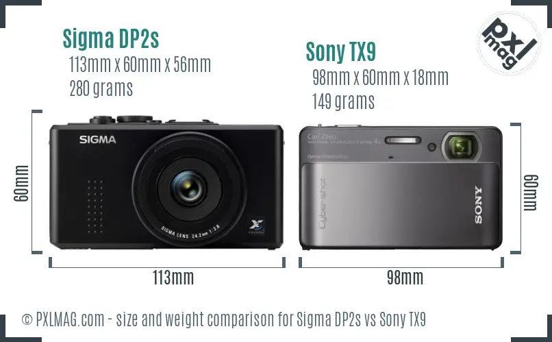 Sigma DP2s vs Sony TX9 size comparison