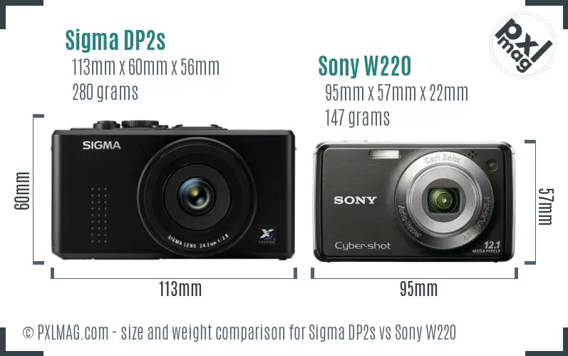 Sigma DP2s vs Sony W220 size comparison