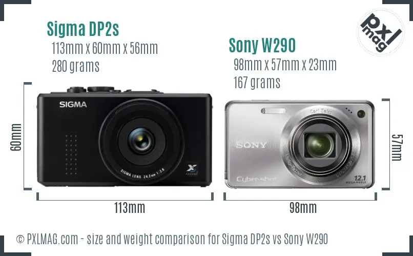 Sigma DP2s vs Sony W290 size comparison