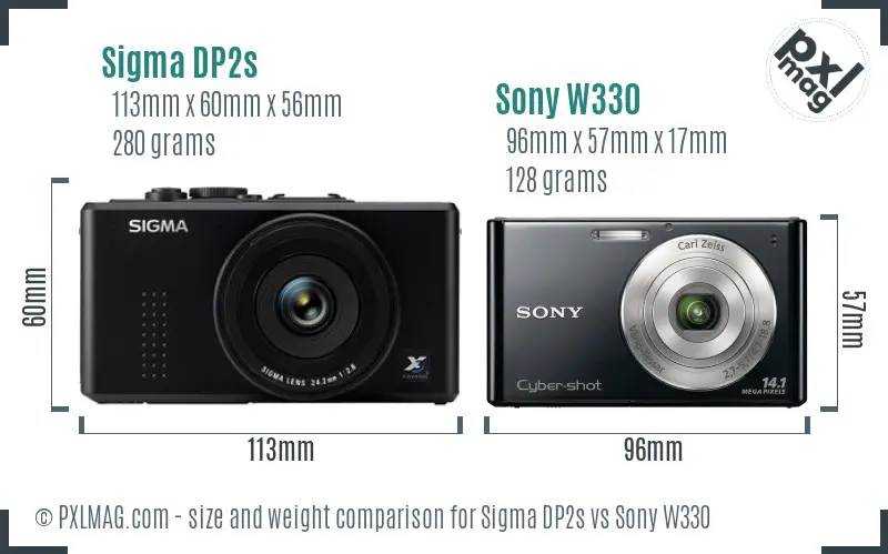 Sigma DP2s vs Sony W330 size comparison