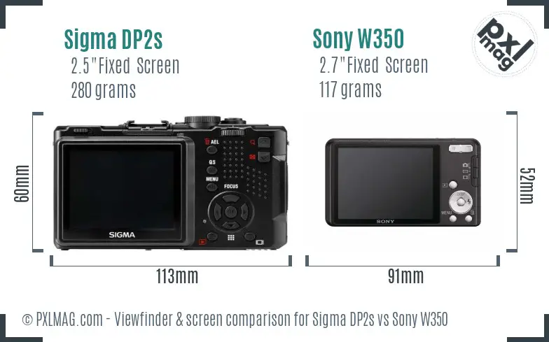 Sigma DP2s vs Sony W350 Screen and Viewfinder comparison