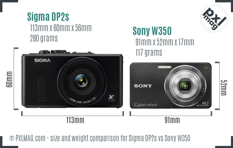 Sigma DP2s vs Sony W350 size comparison