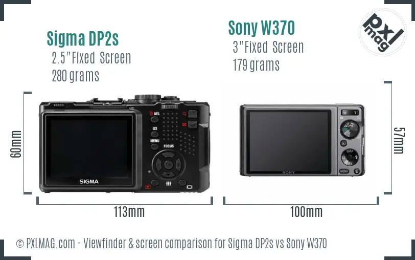 Sigma DP2s vs Sony W370 Screen and Viewfinder comparison
