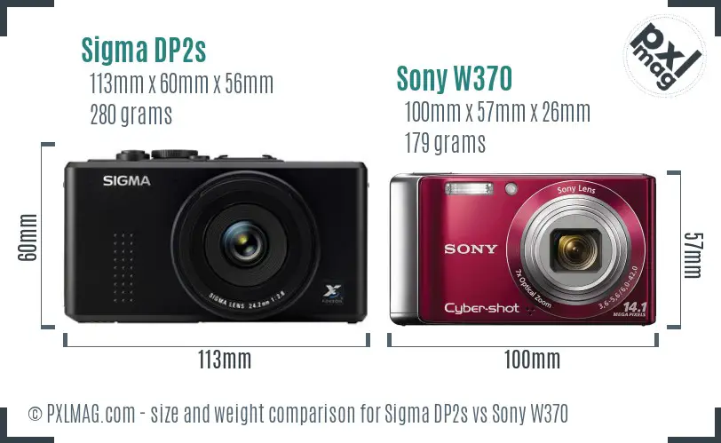 Sigma DP2s vs Sony W370 size comparison