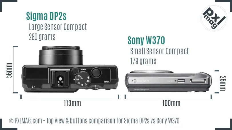 Sigma DP2s vs Sony W370 top view buttons comparison
