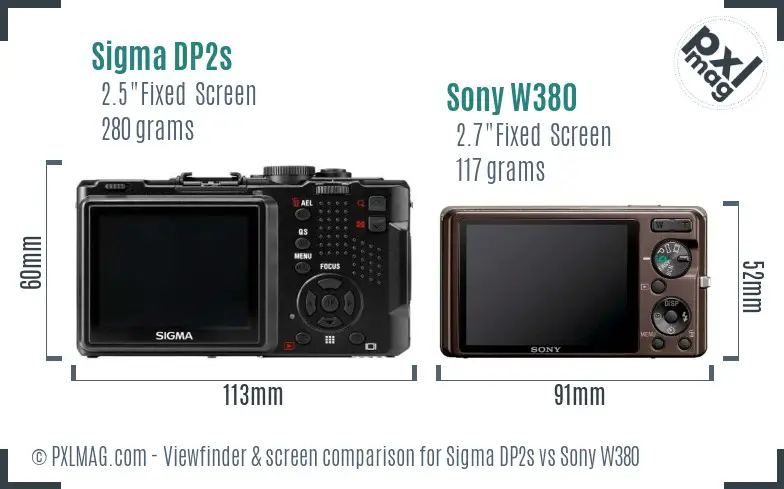 Sigma DP2s vs Sony W380 Screen and Viewfinder comparison