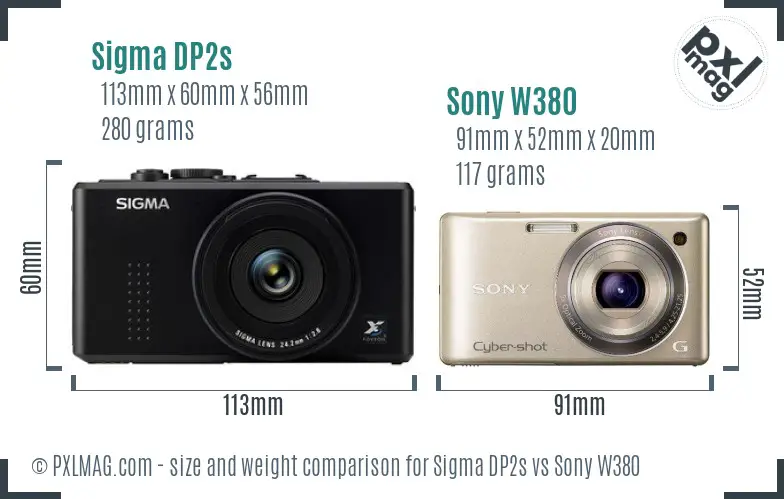 Sigma DP2s vs Sony W380 size comparison