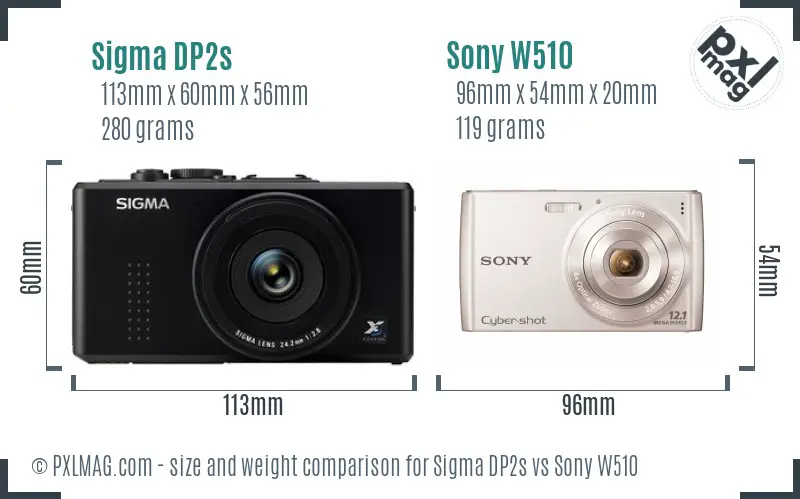 Sigma DP2s vs Sony W510 size comparison