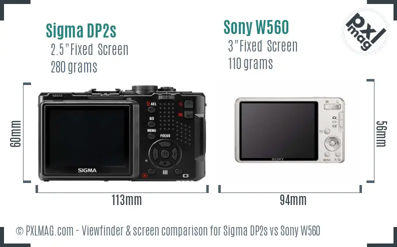 Sigma DP2s vs Sony W560 Screen and Viewfinder comparison