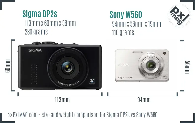 Sigma DP2s vs Sony W560 size comparison