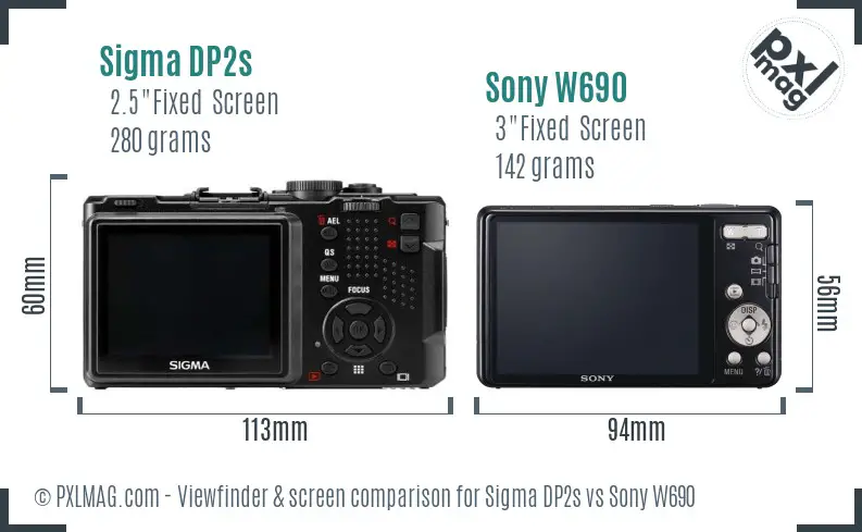 Sigma DP2s vs Sony W690 Screen and Viewfinder comparison