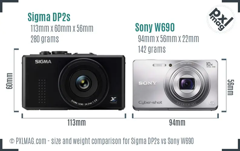 Sigma DP2s vs Sony W690 size comparison