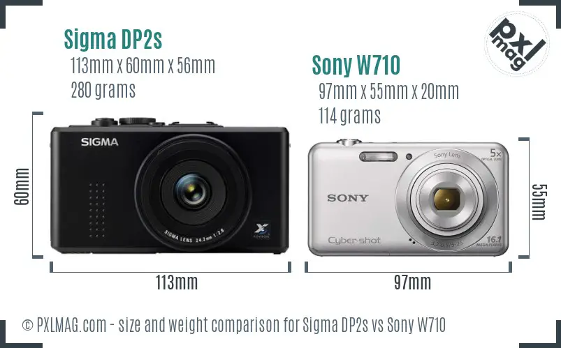 Sigma DP2s vs Sony W710 size comparison