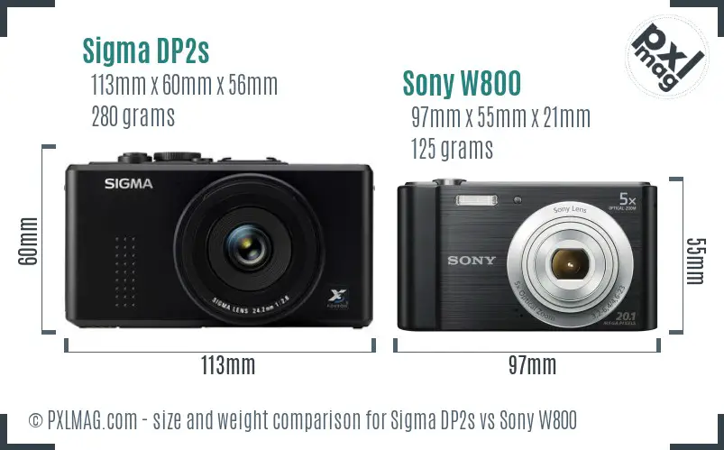 Sigma DP2s vs Sony W800 size comparison