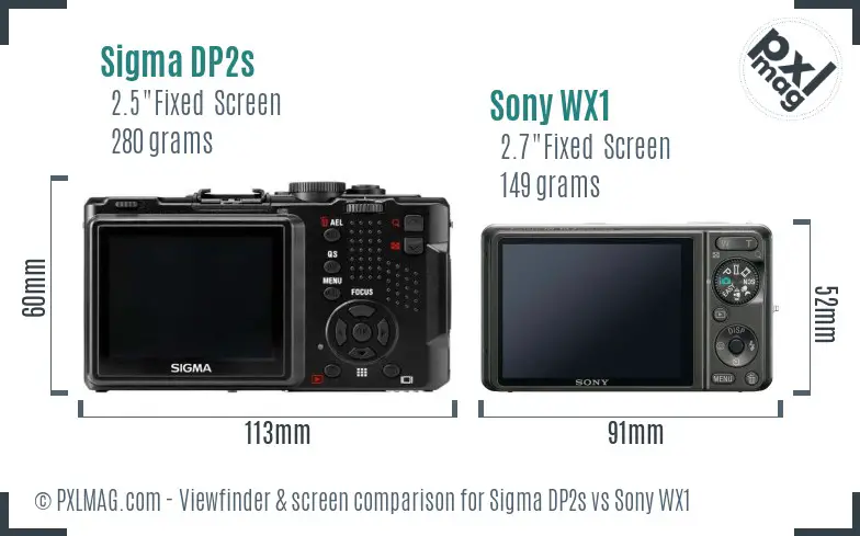 Sigma DP2s vs Sony WX1 Screen and Viewfinder comparison