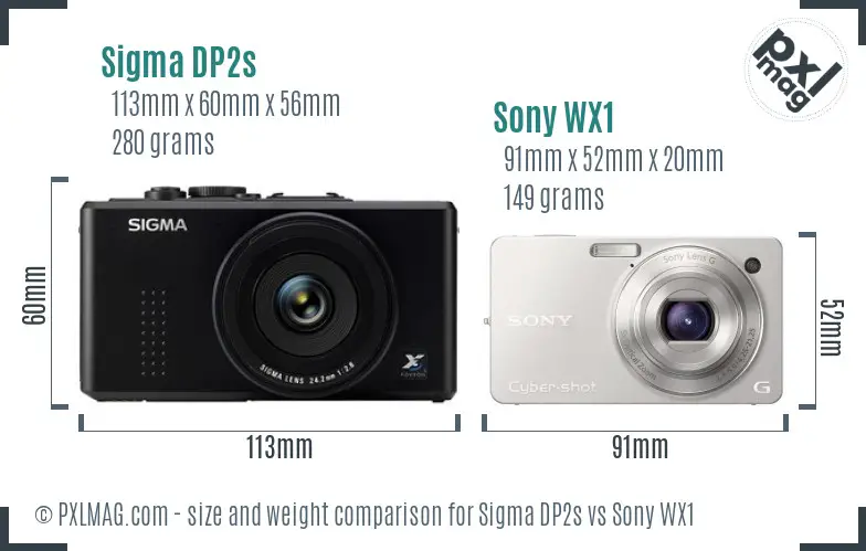 Sigma DP2s vs Sony WX1 size comparison