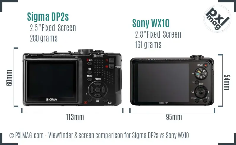 Sigma DP2s vs Sony WX10 Screen and Viewfinder comparison