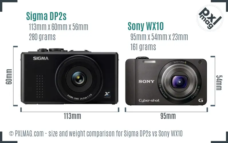 Sigma DP2s vs Sony WX10 size comparison