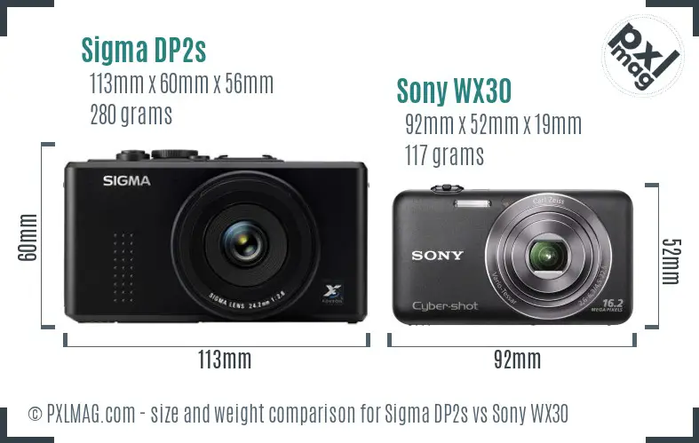 Sigma DP2s vs Sony WX30 size comparison