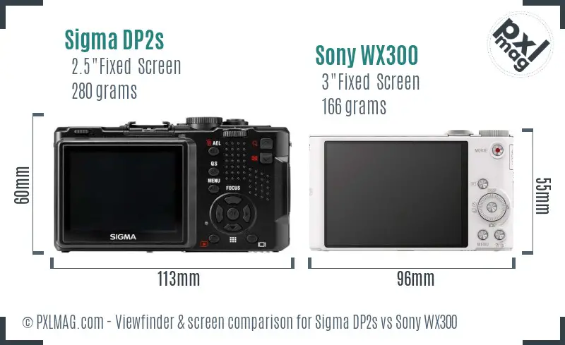 Sigma DP2s vs Sony WX300 Screen and Viewfinder comparison