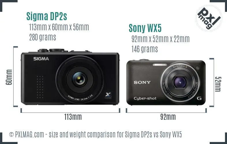 Sigma DP2s vs Sony WX5 size comparison