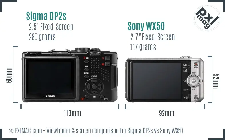 Sigma DP2s vs Sony WX50 Screen and Viewfinder comparison