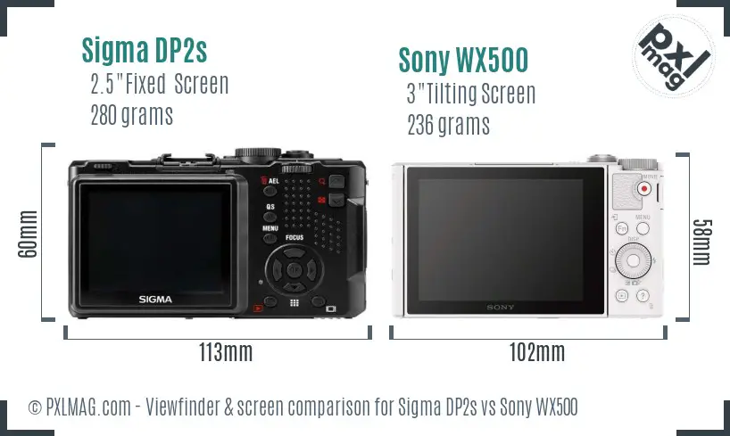 Sigma DP2s vs Sony WX500 Screen and Viewfinder comparison