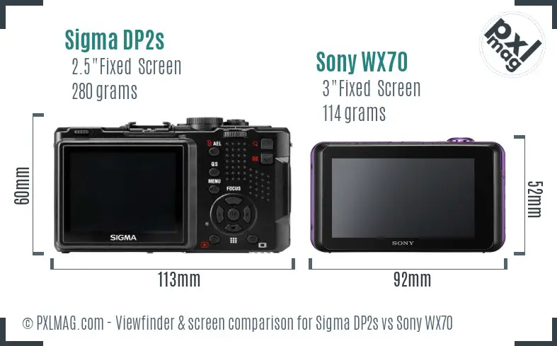 Sigma DP2s vs Sony WX70 Screen and Viewfinder comparison