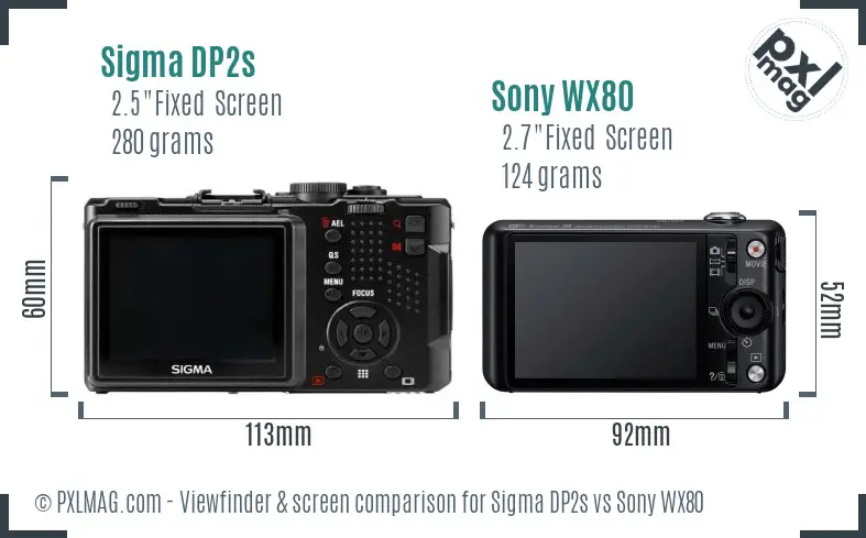 Sigma DP2s vs Sony WX80 Screen and Viewfinder comparison