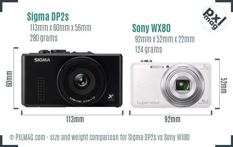 Sigma DP2s vs Sony WX80 size comparison