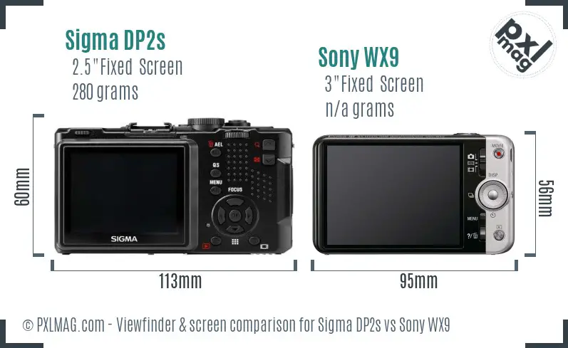 Sigma DP2s vs Sony WX9 Screen and Viewfinder comparison