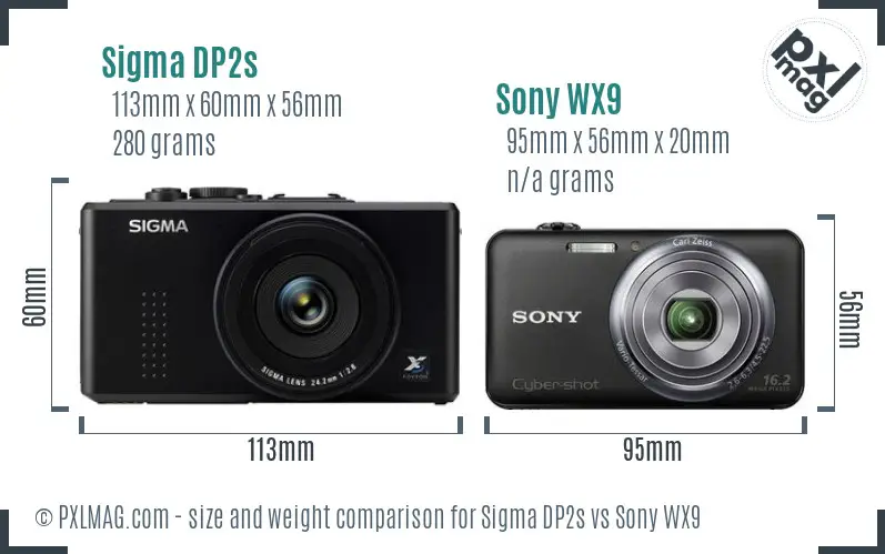 Sigma DP2s vs Sony WX9 size comparison