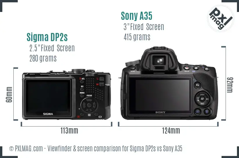 Sigma DP2s vs Sony A35 Screen and Viewfinder comparison