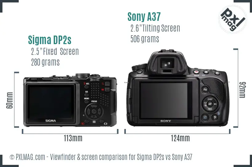 Sigma DP2s vs Sony A37 Screen and Viewfinder comparison