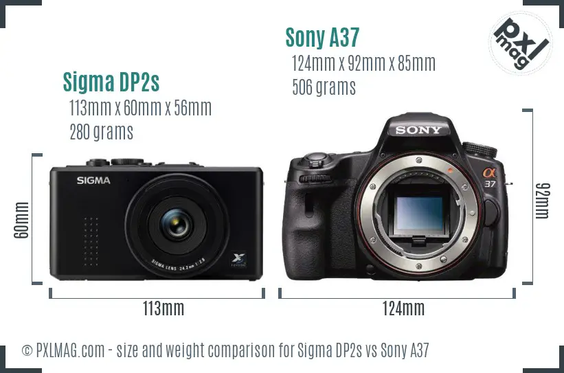 Sigma DP2s vs Sony A37 size comparison