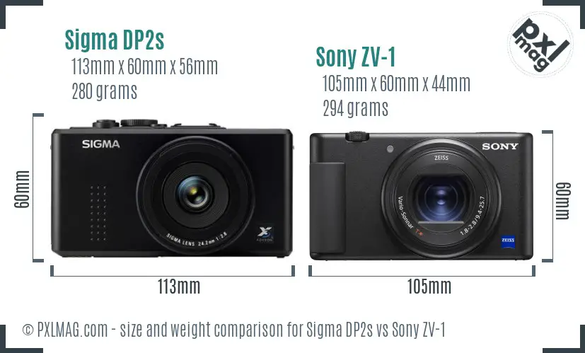 Sigma DP2s vs Sony ZV-1 size comparison