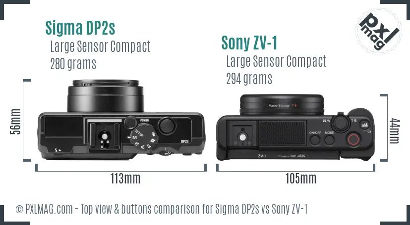Sigma DP2s vs Sony ZV-1 top view buttons comparison