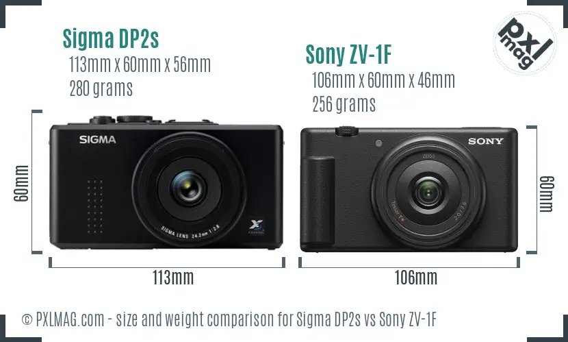 Sigma DP2s vs Sony ZV-1F size comparison